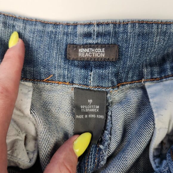 Kenneth Cole reaction adjustable jean shorts women's size 10 - Picture 5 of 7